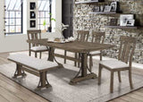 ZNTS 1pc Light Brown Finish Curved Metal Accents Trestle Base Rectangular Dining Table Wood Wooden Metal B011P206741