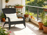 Cream White Outdoor All-Weather Rattan Fire Pit Chair with Soft Cushions Tall Curved Backrest for 72670839
