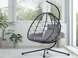 Egg Chair with Stand Indoor Outdoor Swing Chair Patio Wicker Hanging Egg Chair Hanging Basket Chair W874106468