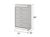 Glam Modern 5-Drawer Chest with Crystal Accents, LED Lighting and White Lacquer Finish B009P243215