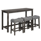 4 Piece Bar Table Set with Power Outlet,Bar Table Set with Chairs,Sofa Bar Table with Stools,Behind W1998P193827