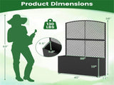 58" Black PE Rattan Raised Garden Bed with Trellis Adjustable Foot Pads Outdoor Planter Box 53155263