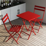 ZNTS 3 Piece Patio Bistro Set of Foldable Square Table and Chairs, Red W1586P143186