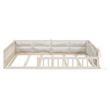 Wood Full Size Upholstered Platform Bed with Guardrail and Pillow, Beige WF323090AAA