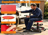 Red Rolling Mechanic Stool with 2-Tier Tool Storage Trays, PU Leather Pneumatic Height 80411664
