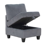 Modern Living Room Furniture Dark Gray Armless Chair with Storage Corduroy Fabric Upholstery 1pc B011P206268
