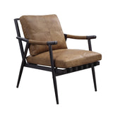 Berham Chestnut and Matt Iron Accent Chair with Metal Leg B062P209142