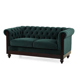 ZNTS VIVALUX 59.44" Chesterfield Velvet Loveseat Sofa,2-Person Rolled Arm Dutch Plush Upholstered Sofa N762P178705F