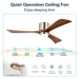 52" Ceiling Fan with Lights Remote Control,Quiet DC Motor 3 Wood Blade Ceiling Fans 6 Speed 25445381