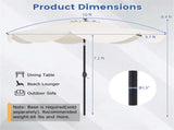 10 Ft Solar Powered Patio Umbrella with 24 LED Lights, Beige Outdoor Market Umbrella 90952387