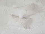 3 Piece Tufted Cotton Chenille Palm Comforter Set Off-White Full/Queen B03597112