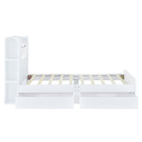 ZNTS Twin Size Storage Platform Bed Frame with with Two Drawers and Light Strip Design in Headboard,White WF313513AAK