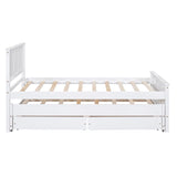 ZNTS Twin Size Platform Bed with Trundle and Drawers, White WF298815AAK