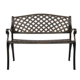 ZNTS 40.5" Outdoor Cast Aluminum Bench With Mesh Backrest Seat Surface 24289313