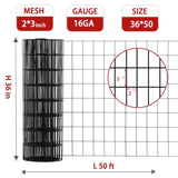36inch x 50ft Black Vinyl Coated Hardware Cloth 2" X 3" 16Ga Wire Mesh fence, PVC Coated W2286P277565