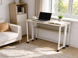 31.5" Computer Desk, Grey Embossed Melamine Tabletop with White Legs, P2 16046246