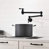 Pot Filler Faucet Wall Mount,with Double Joint Swing Arms Matte Black JYC33651MB