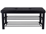 2 Tier Faux Leather Entryway Bench with 8 Pair Shoe Storage in Black 53618124