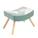 Rocking Chair with ottoman, Mid Century Fabric Rocker Chair with Wood Legs and Patchwork Linen for W561P175990