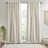 1PC 50x108" Cotton Printed Curtain Panel with Chenille Stripe and Lining B035P341186