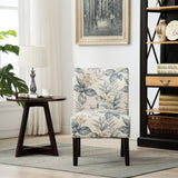 Capa Print Fabric Armless Contemporary Accent Chair, Blue Leaves T2574P164263