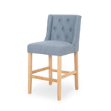 Vienna Contemporary Fabric Tufted Wingback 27 Inch Counter Stools, Set of 2, Light Blue and Natural 64853.00LBLU