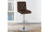 ZNTS Adjustable Bar stool Gas lift Chair Espresso Faux Leather Tufted Chrome Base Modern Set of 2 Chairs HS00F1646-ID-AHD