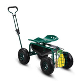 Rolling Garden Work Seat with Wheels, Garden Scooter with 360 Degree Swivel Seat Extendable Handle 82937416