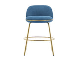 Rio Claro Indoor Metal Upholstered Barstool, Gold Finished Frame and Blue Upholstery, Set of 2 N775P268026U