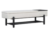 TREXM Farmhouse Upholstered Storage Bench with Hidden Compartment, Modern Entryway Bench for Living N715P308014B
