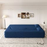 Modern Floor Sofa with 2 Pillows,Convertible Teddy Fabric Foam-Filled Sleeper Sofa Bed,15" Full Size W1885P272263