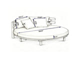 Outdoor Acacia Wood Round Daybed, Patio Lounger with Curved Slatted Backrest, Cushion and 4 N717P453341A