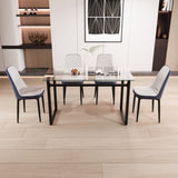 51" 4 person glass dining table set, kitchen set with black metal leg dining table and chairs, 78869142
