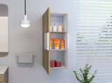 Medicine 38"H Single Door Cabinet, Three Shelves, Light Oak / White B097120601