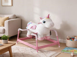 Unicorn Spring Rocking Horse Kids, Plush Ride on Horse with Neighing Sounds, Animal Ride on Toy 64448763