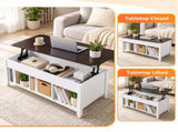 39.78 Inch Lift Top Coffee Table, Rectangle Lift Tabletop, Melamine Coated MDF, Hidden Storage & 3 88521535