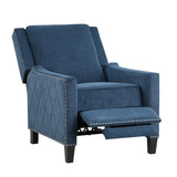 Modern Home Furniture Reclining Chair 1pc Blue Textured Fabric Upholstered Nailhead Trim Solid Wood B011P190688