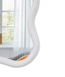 Solid Wood Wavy Rectangle Mirror-Natural-Wood 40" x 28" Modern Mirror Wall Decor for Bathroom, W1445P246641