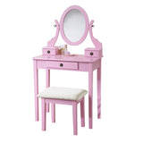 ZNTS Makeup Vanity Table and Stool Set, Pink 30821917