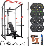 ZNTS 160lb Home Gym sets Multi-functional Power Cage,Home Adjustable Pullup Squat Rack 1000Lbs Capacity 05404297