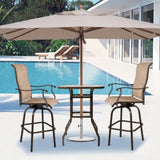 ZNTS 31 Inch Patio Bar Table, Square Outdoor Bar Height Bistro Table with Tempered Glass Tabletop & 11674267