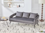 53.7"Modern Upholstered Velvet Open Back Loveseat Settee with 3 Pillows, Small Comfy Sofa 2-Seater W3118P312819