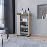 Lusk Bar Cart with 2-Bottle Holder Shelf, Glass Door and Casters B128P176153