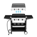 3-Burner Flat Top Gas Griddle Cooking Station with Ceramic Coated Cast Iron Pan, 30,000 BTU Propane 71079370