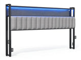 King Size Headboard with Pegboard Storage Shelf, Adjustable Upholstered Backrest, RGB LED Light 47995855
