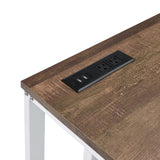 Rectangular Writing Desk with USB Port and Plug, Walnut and White B016P312843