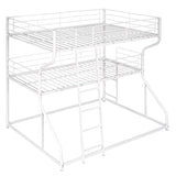 Full XL over Twin XL over Queen Size Triple Bunk Bed with Long and Short Ladder,White 42648528
