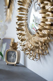 27" in Sunburst Design Wall Mirror Decorative Golden Finish for Entryway, Modern Living room W2078124329