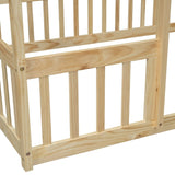 ZNTS Full Wood House-Shaped Floor Bed with Fence, Guardrails,Natural W504P143295