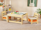 2-in-1 Kids Activity Table and Chairs Set, Double-Sided Whiteboard & Blackboard, with Hidden 74044351